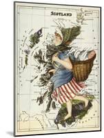 Map Of Scotland As a Woman Carrying a Basket Of Fish.-Lilian Lancaster-Mounted Giclee Print