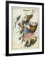 Map Of Scotland As a Woman Carrying a Basket Of Fish.-Lilian Lancaster-Framed Giclee Print