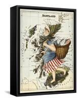 Map Of Scotland As a Woman Carrying a Basket Of Fish.-Lilian Lancaster-Framed Stretched Canvas