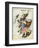 Map Of Scotland As a Woman Carrying a Basket Of Fish.-Lilian Lancaster-Framed Premium Giclee Print