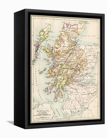 Map of Scotland in the 1520s, Showing Territories of the Highland Clans-null-Framed Stretched Canvas