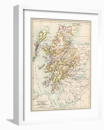 Map of Scotland in the 1520s, Showing Territories of the Highland Clans-null-Framed Giclee Print