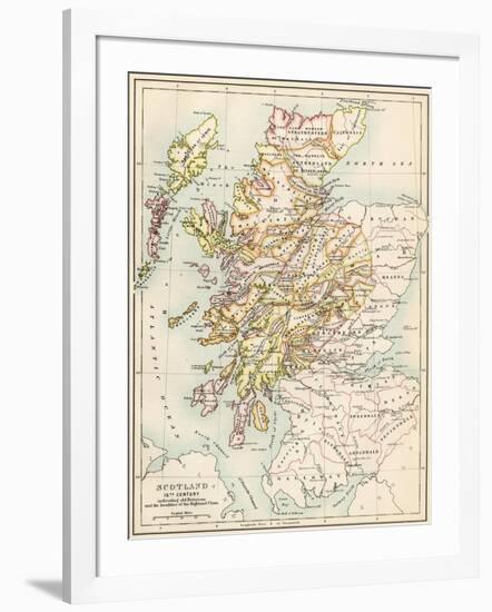 Map of Scotland in the 1520s, Showing Territories of the Highland Clans-null-Framed Giclee Print