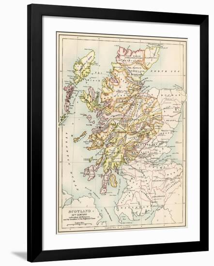 Map of Scotland in the 1520s, Showing Territories of the Highland Clans-null-Framed Giclee Print