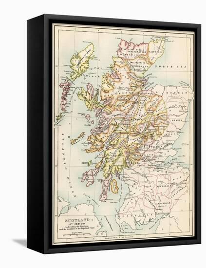 Map of Scotland in the 1520s, Showing Territories of the Highland Clans-null-Framed Stretched Canvas