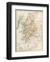 Map of Scotland in the 1520s, Showing Territories of the Highland Clans-null-Framed Premium Giclee Print