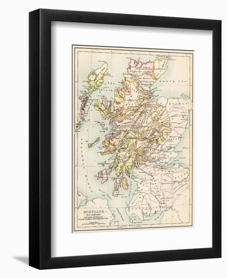 Map of Scotland in the 1520s, Showing Territories of the Highland Clans-null-Framed Premium Giclee Print