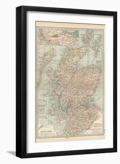 Map of Scotland. Insets of the Shetland Islands and the Territory Between Glasgow and Edinburgh-Encyclopaedia Britannica-Framed Art Print