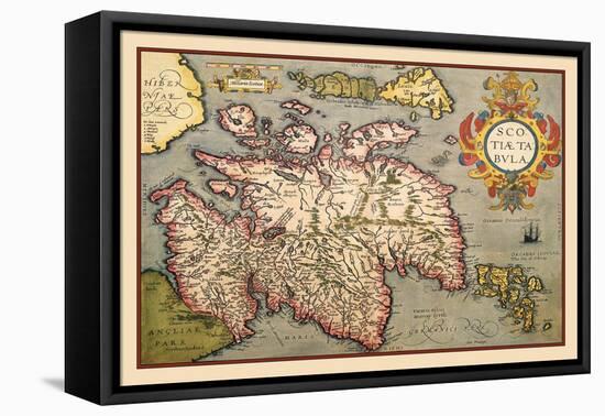 Map of Scotland-Abraham Ortelius-Framed Stretched Canvas