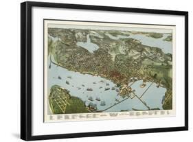 Map of Seattle, Washington, 1891-A^ Koch-Framed Art Print