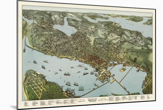 Map of Seattle, Washington, 1891-A^ Koch-Mounted Art Print