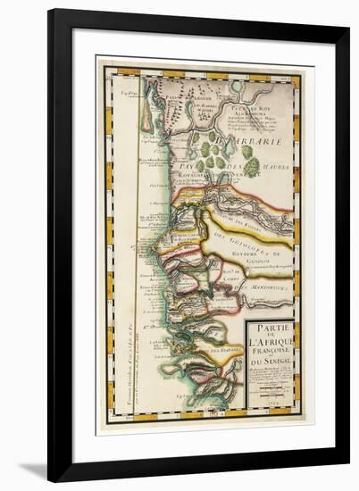 Map of Senegal, Mauritania and Gambia, 1729-null-Framed Giclee Print