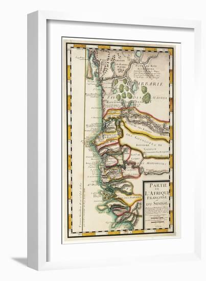Map of Senegal, Mauritania and Gambia, 1729-null-Framed Giclee Print