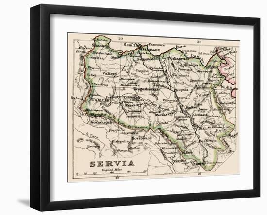 Map of Servia in the 1870s-null-Framed Giclee Print