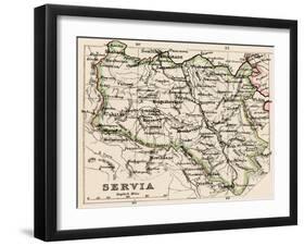 Map of Servia in the 1870s-null-Framed Giclee Print