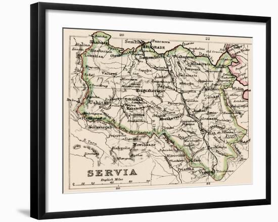 Map of Servia in the 1870s-null-Framed Giclee Print