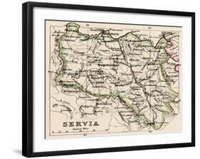 Map of Servia in the 1870s-null-Framed Giclee Print