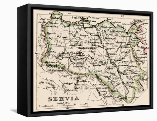 Map of Servia in the 1870s-null-Framed Stretched Canvas