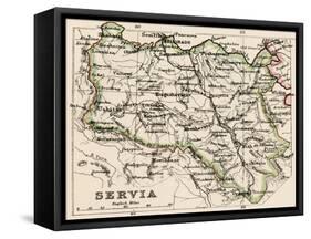 Map of Servia in the 1870s-null-Framed Stretched Canvas