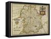 Map Of Shropshire-Christopher Saxton-Framed Stretched Canvas