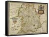 Map Of Shropshire-Christopher Saxton-Framed Stretched Canvas