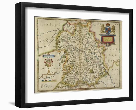 Map Of Shropshire-Christopher Saxton-Framed Giclee Print