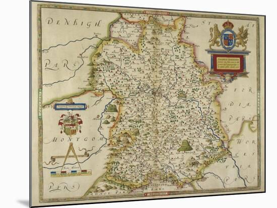 Map Of Shropshire-Christopher Saxton-Mounted Giclee Print