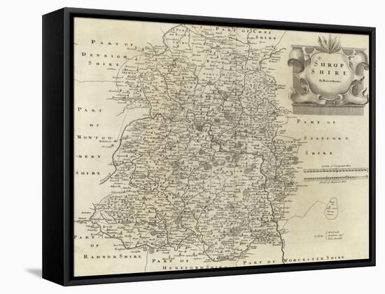 Map of Shropshire-Robert Morden-Framed Stretched Canvas