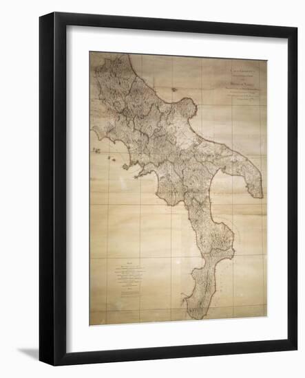 Map of Sicily, or Kingdom of Naples Commissioned by King of Two Sicilies-null-Framed Giclee Print
