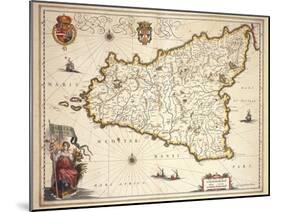 Map of Sicily Region, by Joan Blaeu-null-Mounted Giclee Print