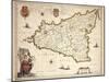 Map of Sicily Region, by Joan Blaeu-null-Mounted Premium Giclee Print