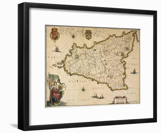 Map of Sicily-Willem Janszoon Blaeu-Framed Giclee Print