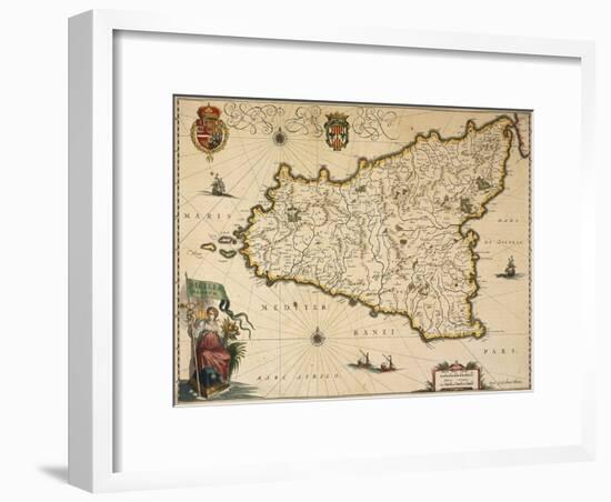 Map of Sicily-Willem Janszoon Blaeu-Framed Giclee Print
