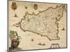 Map of Sicily-Willem Janszoon Blaeu-Mounted Giclee Print