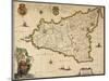 Map of Sicily-Willem Janszoon Blaeu-Mounted Giclee Print