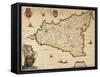 Map of Sicily-Willem Janszoon Blaeu-Framed Stretched Canvas