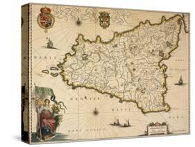Map of Sicily-Willem Janszoon Blaeu-Stretched Canvas