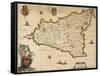 Map of Sicily-Willem Janszoon Blaeu-Framed Stretched Canvas