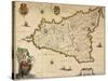 Map of Sicily-Willem Janszoon Blaeu-Stretched Canvas