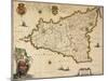 Map of Sicily-Willem Janszoon Blaeu-Mounted Giclee Print