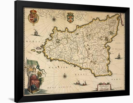 Map of Sicily-Willem Janszoon Blaeu-Framed Giclee Print