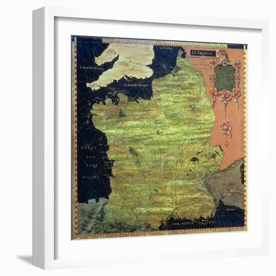 Map of Sixteenth Century France, from the "Sala Delle Carte Geografiche"-Stefano And Danti Bonsignori-Framed Giclee Print