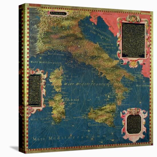 Map of Sixteenth Century Italy, from the "Sala Delle Carte Geografiche"-Stefano And Danti Bonsignori-Stretched Canvas