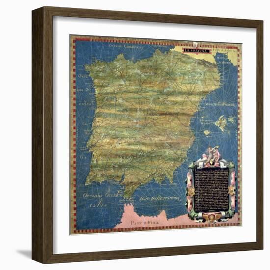 Map of Sixteenth Century Spain, from the "Sala Delle Carte Geografiche" 1575-Stefano Bonsignori-Framed Giclee Print