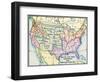 Map of Slave and Free Areas of the United States in 1854, at the Time of the Kansas-Nebraska Bill-null-Framed Giclee Print