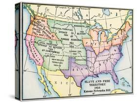 Map of Slave and Free Areas of the United States in 1854, at the Time of the Kansas-Nebraska Bill-null-Stretched Canvas