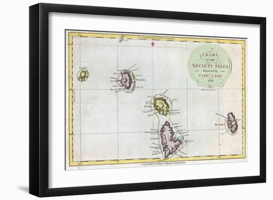 Map of Society Islands-null-Framed Giclee Print