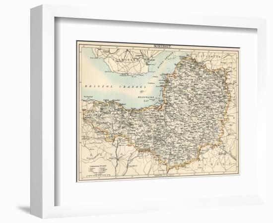 Map of Somerset, England, 1870s-null-Framed Giclee Print