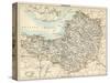 Map of Somerset, England, 1870s-null-Stretched Canvas