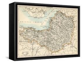 Map of Somerset, England, 1870s-null-Framed Stretched Canvas